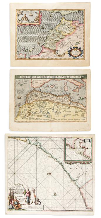 (MOROCCO.) Group of fourteen 16th-19th century engraved maps of the Straits of Gibraltar and northwest Africa.